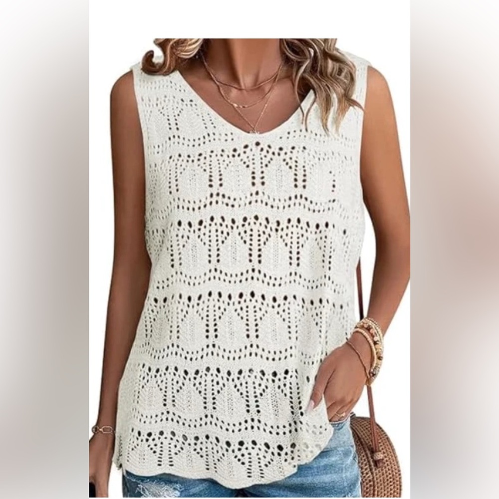 SHEWIN Tank Top Shirts Sweater Vest in White Size Small NEW